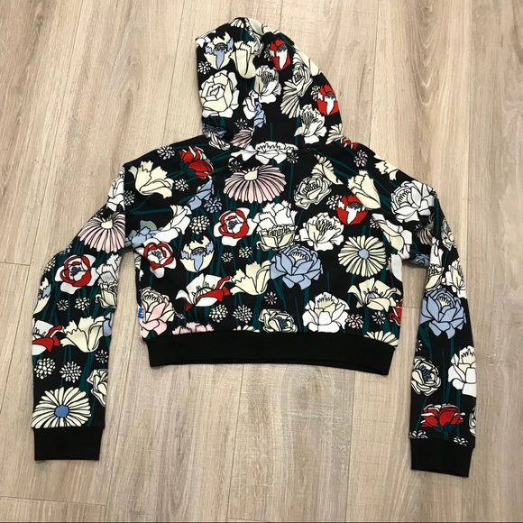 ADIDAS FLORAL CROPPED HOODIE - Picture 3 of 4